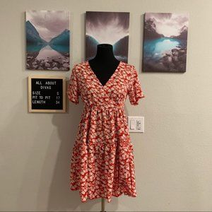 NWOT SHEIN Red Floral Dress Size Small